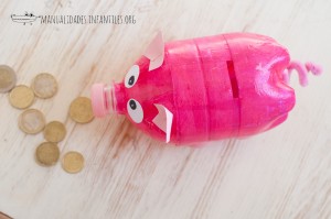 Piggy piggy bank with recycled bottles Image