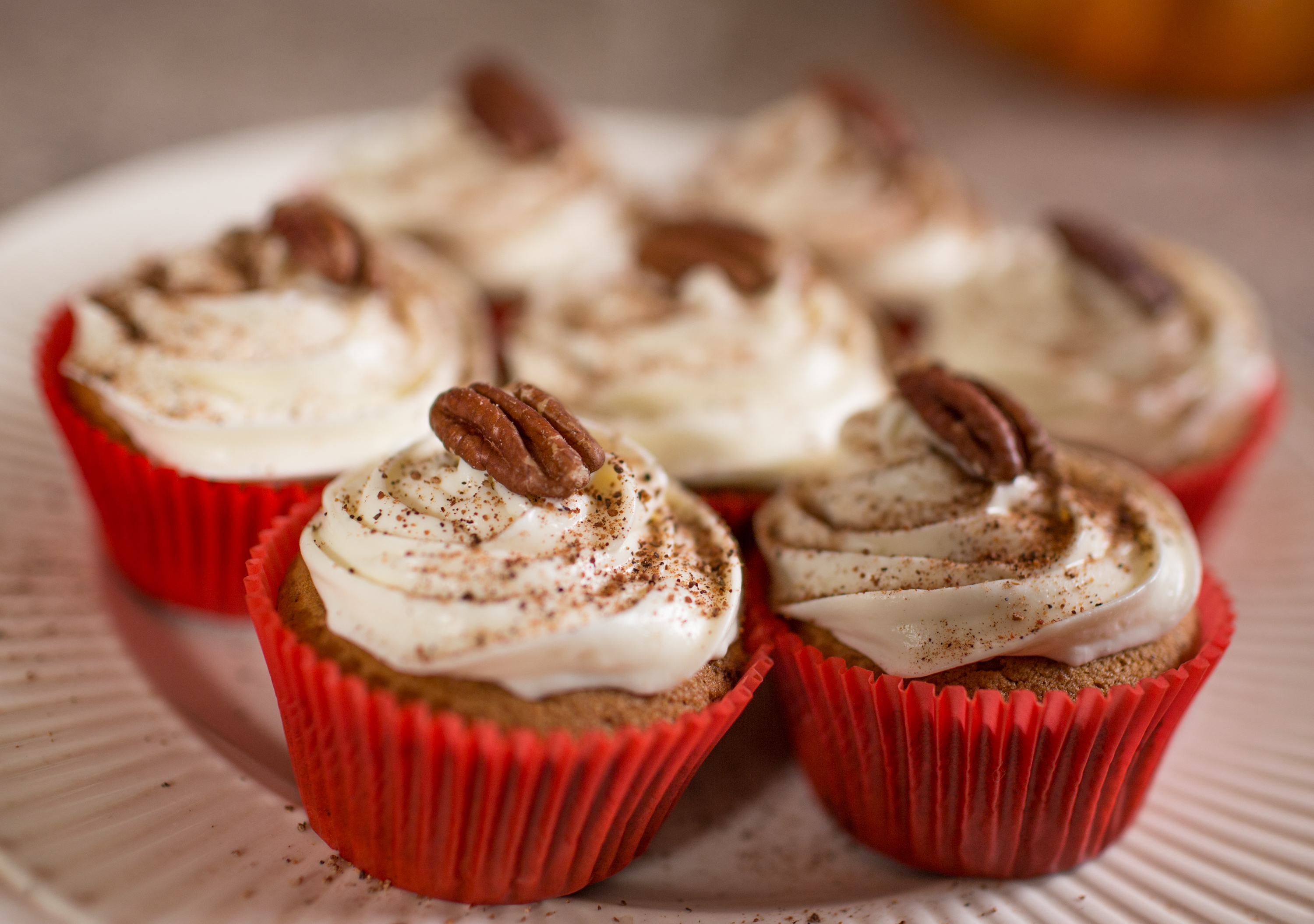 Pumpkin Puree Cupcakes with Pecans